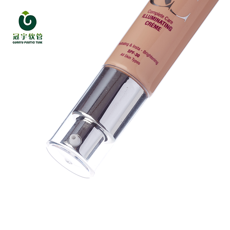 PCR Plastic Soft Makeup Sunblock Cosmetic Empty Lotion Airless Pump BB Cream Tube Packaging For Skin Care