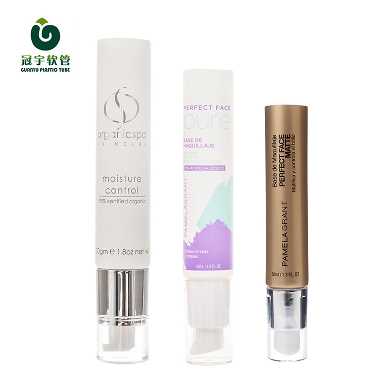 Empty PE Cosmetic Face Cream Tube Package with Pump Cap 