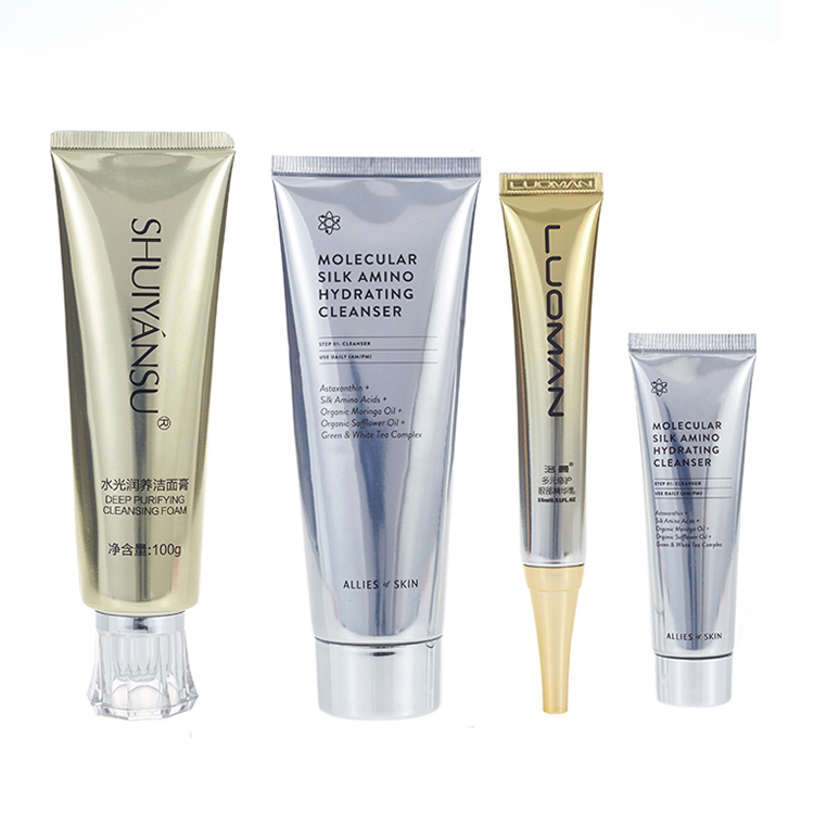 Wholesale Custom Cosmetic Packaging Tubes Empty Label Aluminum-plastic Cream Silver Abl Tube