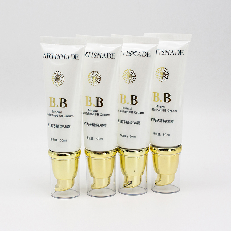 Colorful Airless Pump Cosmetic Tubes with Pump Gold Sugarcane Tube 50ml