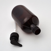 Hot Sale Boston Round Empty Plastic PET Customized Capacity Brown Transparent Bottle Plastic Shampoo Pump Container OEM Supplier