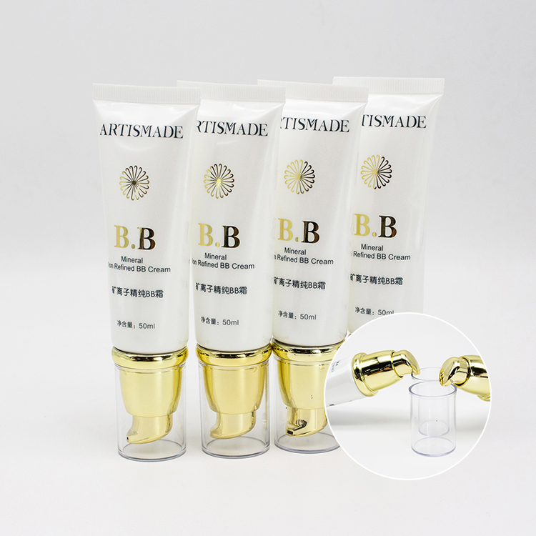 Colorful Airless Pump Cosmetic Tubes with Pump Gold Sugarcane Tube 50ml