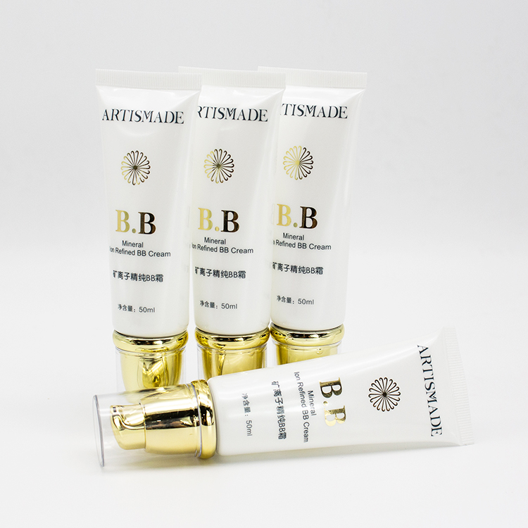 Colorful Airless Pump Cosmetic Tubes with Pump Gold Sugarcane Tube 50ml5