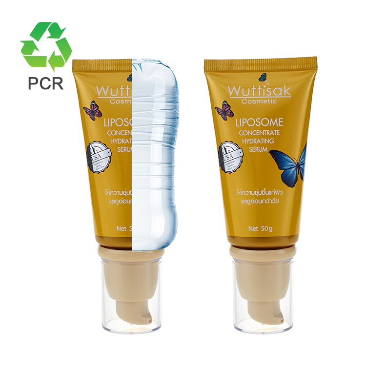 Wholesale PCR Plastic Soft Makeup Sunblock Cosmetic Lotion Airless Pump BB Cream Tube Packaging For Skin Care