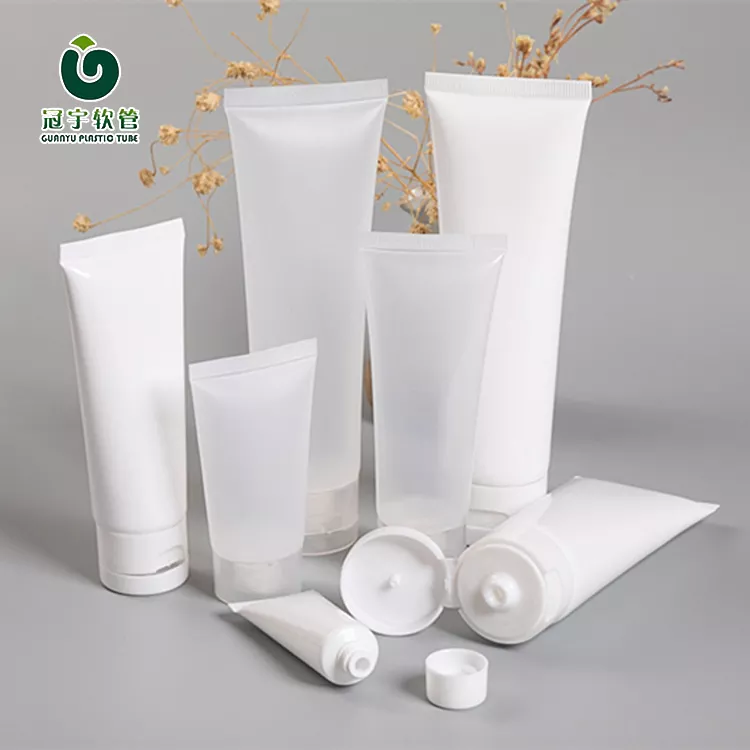 50ml 60ml 100ml 120ml 150ml 200ml 300ml White Squeeze Plastic Lotion Tube Customized Cosmetic Empty Soft Tube With Flip Top